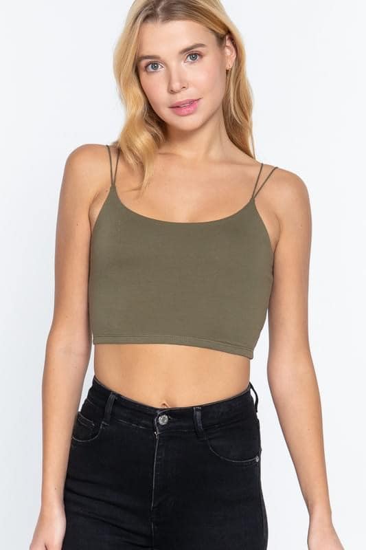 Marilyn Two Strap Cami Crop - Olive - SIZE SMALL – RayLarae Boutique