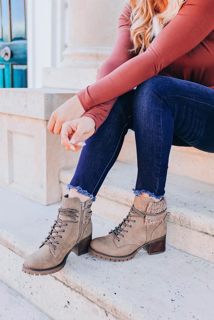 Stassi Lace-Up Sherpa Booties
