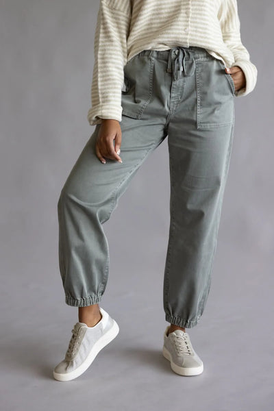 Marrah Cropped Denim Jogger - Ash Grey