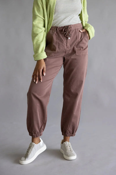 Marrah Cropped Denim Jogger - Cocoa