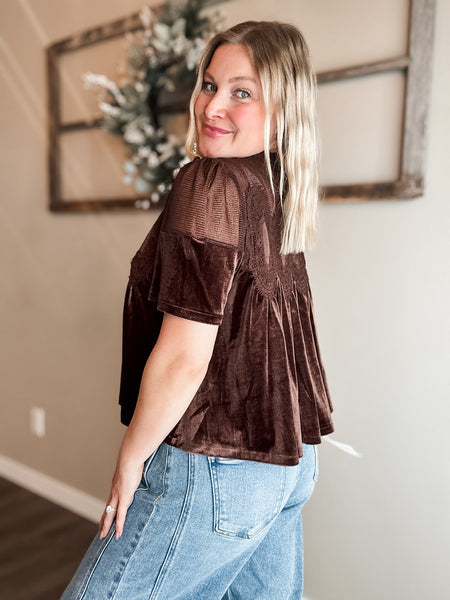 Cambri Velvet Babydoll Top
