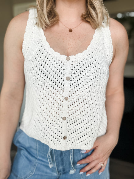 Torrie Crochet Button Tank
