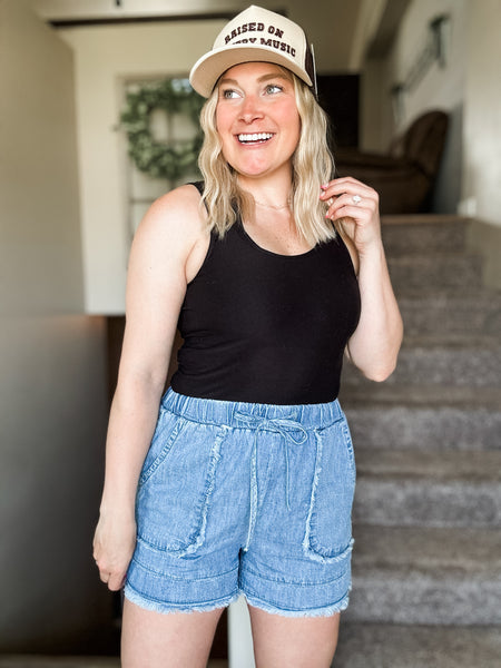 PREORDER Emberly Frayed Denim Shorts