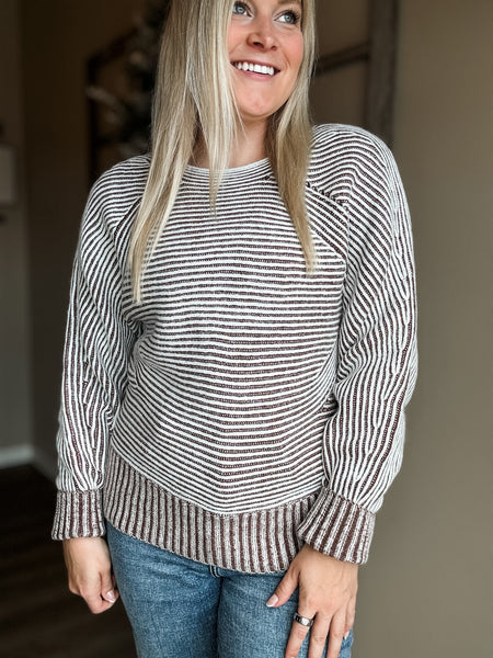 Cozy Chalet Striped Sweater - SIZE MEDIUM