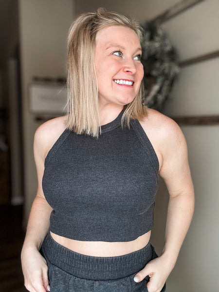Cyndi Halter & Pants Set - Charcoal