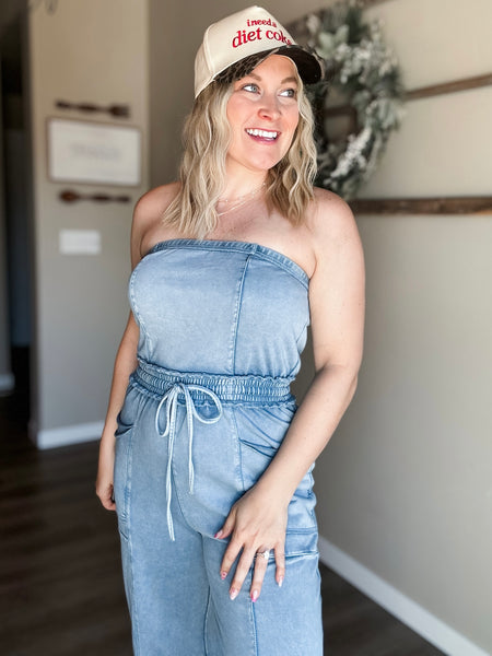 Odessa Washed Strapless Jumpsuit