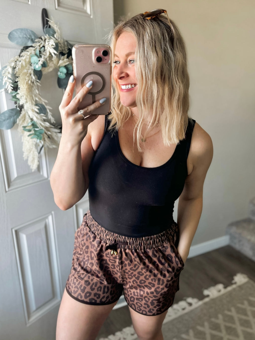 Aari Drawstring Shorts - Coco Leopard - SIZE LARGE