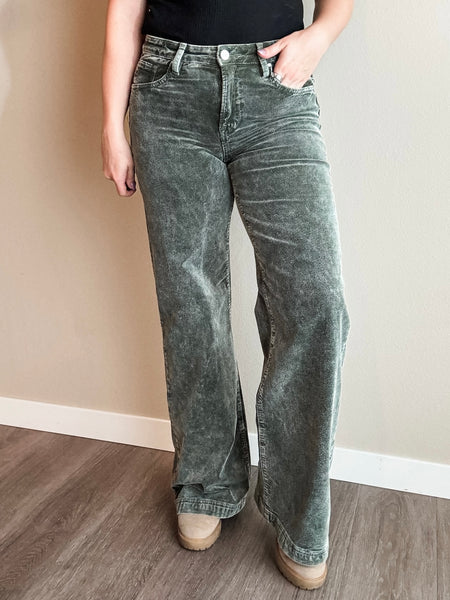 Miller Wide Leg Corduroy Pants - Forest