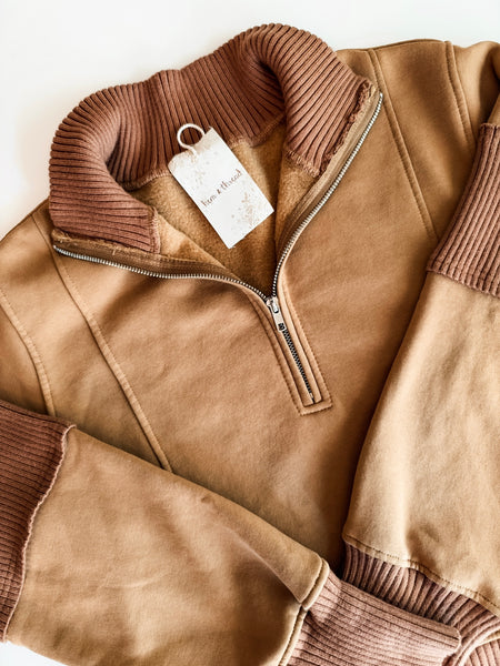 Nola Half Zip Pullover - Sepia