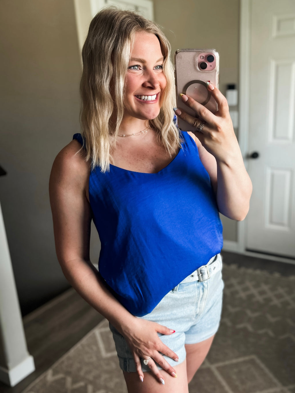 Ocean Avenue V Neck Tank Top - Capri Blue