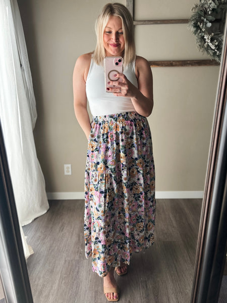 Calista Boho Floral Skirt - SIZE SMALL