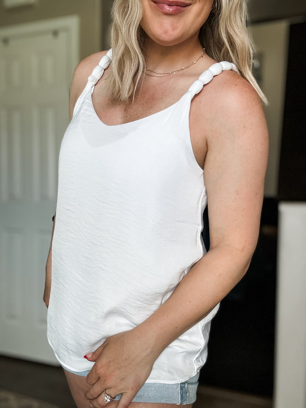 Ocean Avenue V Neck Tank Top - Off White