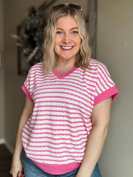 PREORDER Zellie Textured Contrast Top