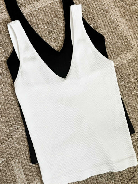Elyse One Size Crop Tank - White