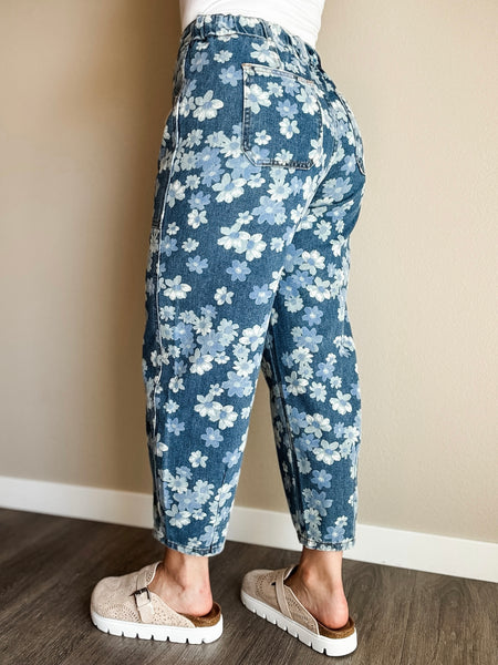 PREORDER Verbena Floral Barrel Jean
