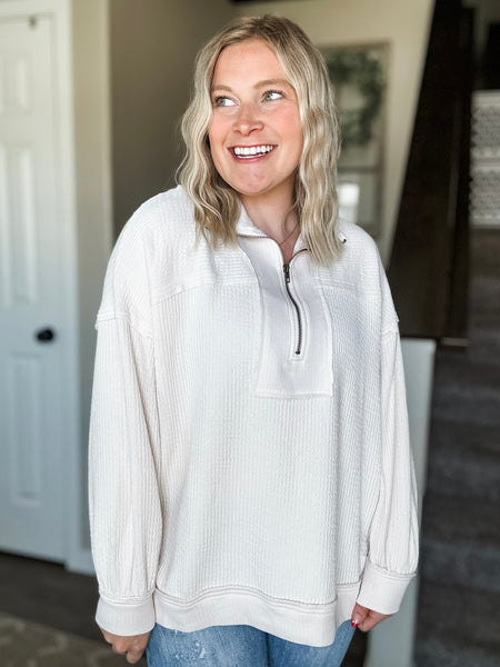 Rhodes Waffle Half Zip Pullover
