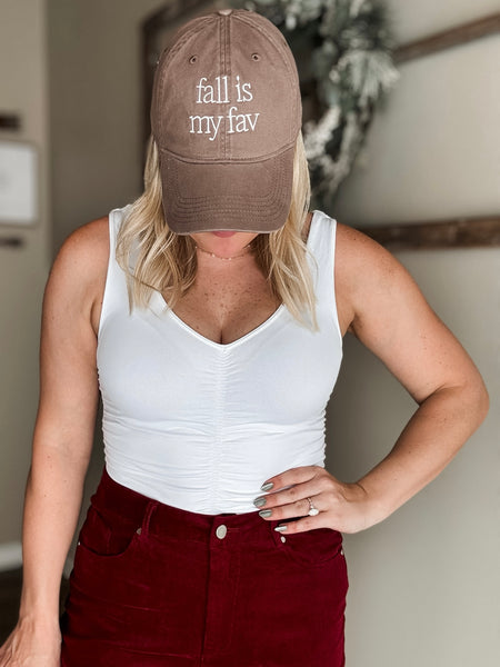 Avie V Neck Shirred Top - White