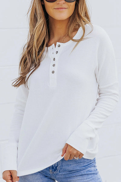 PREORDER Nyx Waffle Knit Button Top