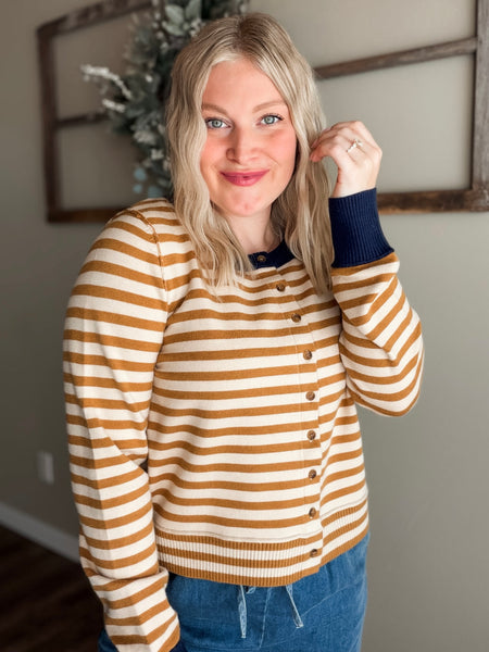 Whit Stripe Knit Cardigan