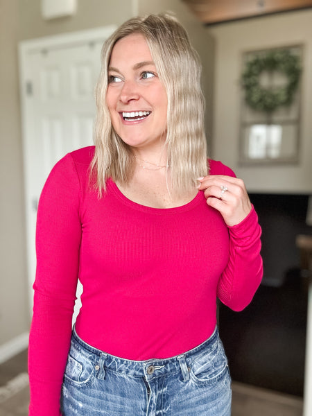 Neena Micro-Ribbed Long Sleeve - Pink