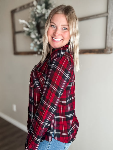 Ember Plaid Button Up