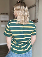 Laidback Striped Boxy Tee - Green
