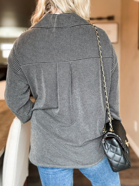 Talli Ribbed Shacket - Charcoal