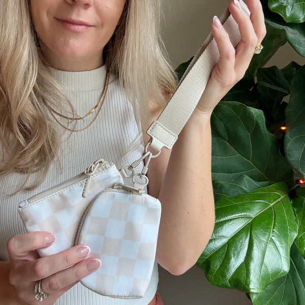 Dual Pouch Wristlet - Beige