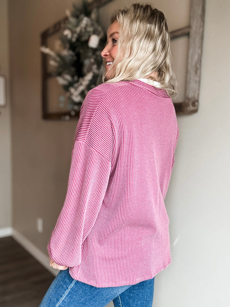 Perri Ribbed Cardigan - Marsala
