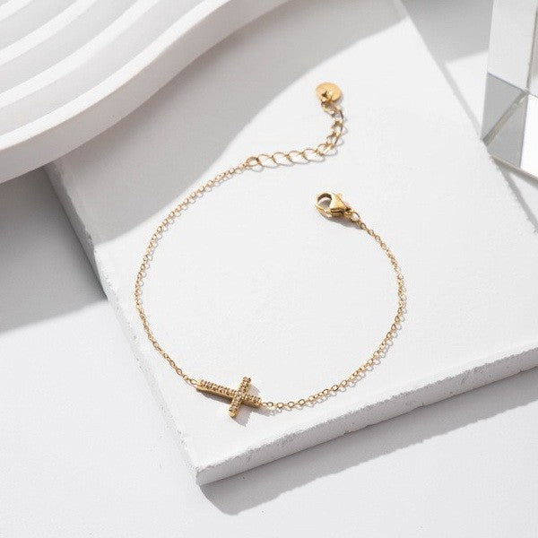Mercy Cross Bracelet - Gold