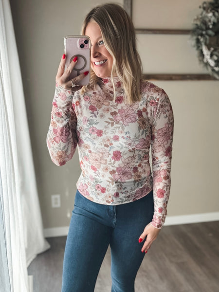 Sylvie Floral Mesh Top
