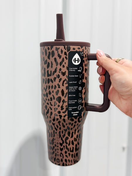 HydroJug 40 oz Traveler Tumbler - Brown Leopard