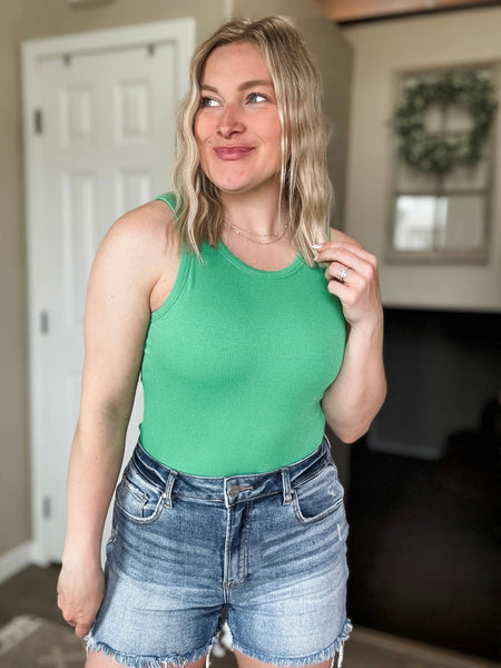 Kiri Micro-Ribbed Tank Top - Green