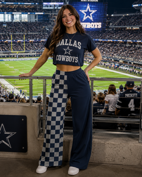 PREORDER Spiritwear Checkered Split Leg Bottom - DALLAS COWBOYS