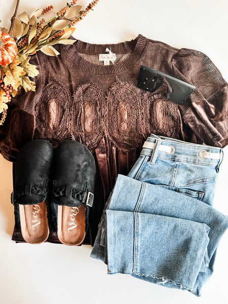 Cambri Velvet Babydoll Top