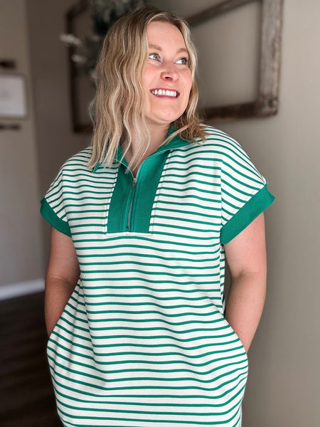 PREORDER Augusta Stripe Zip Dress