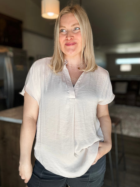 Luma V Neck Blouse - Papyrus