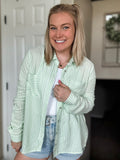 Eliana Stripe Button Up - Lime - SIZE SMALL