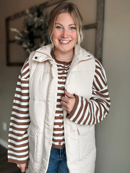 Tahoe Longline Puffer Vest - Cream