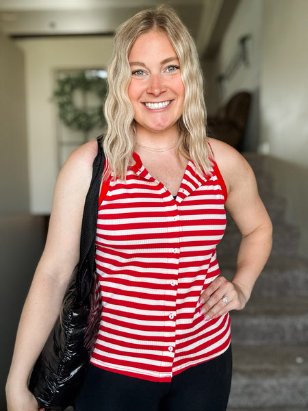 Orli Stripe Button Tank