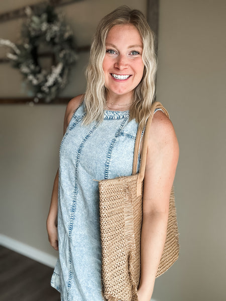 Karlee Sleeveless Chambray Dress