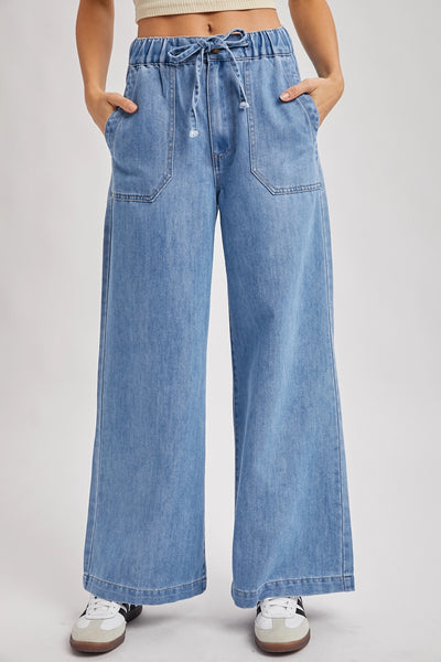 Calypso Paper Bag Wide Leg Jeans