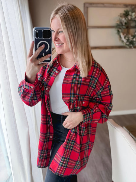 Tidings Plaid Button Down Top