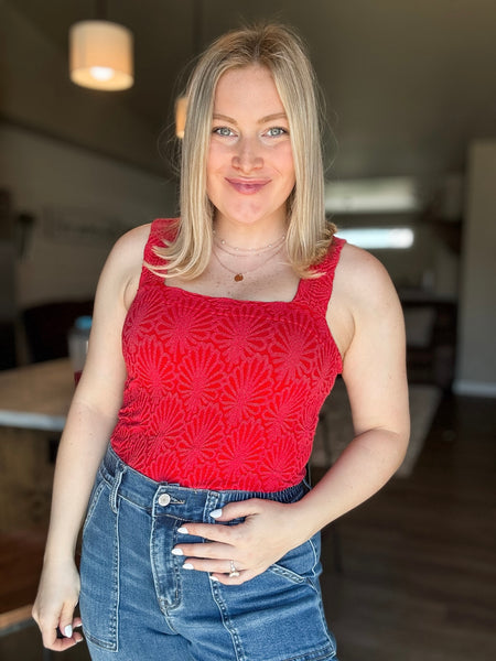 Dovie Textured Tank - Red