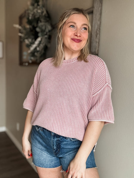 Love Note Waffle Knit Top - SIZE MEDIUM