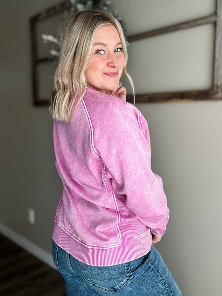 Boden Acid Wash Crewneck - Mauve