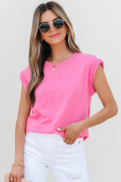 Tinsley Braided Sleeve Tee - SIZE MEDIUM