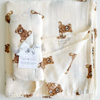 Soft Snuggles Muslin Swaddle - Teddy Bear