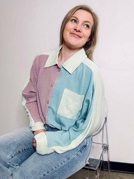 Taffy Colorblock Ribbed Top - SIZE SMALL