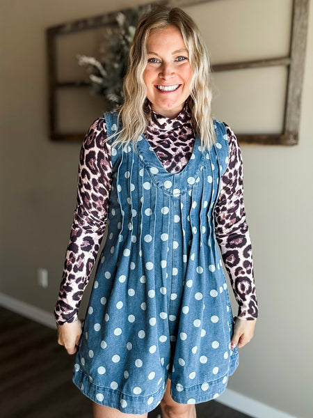 Jacelyn Polka Dot Denim Romper
